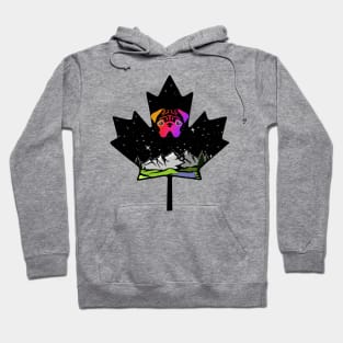 Canadian Maple Leaf Pug - Orange/Pink/Purple Hoodie